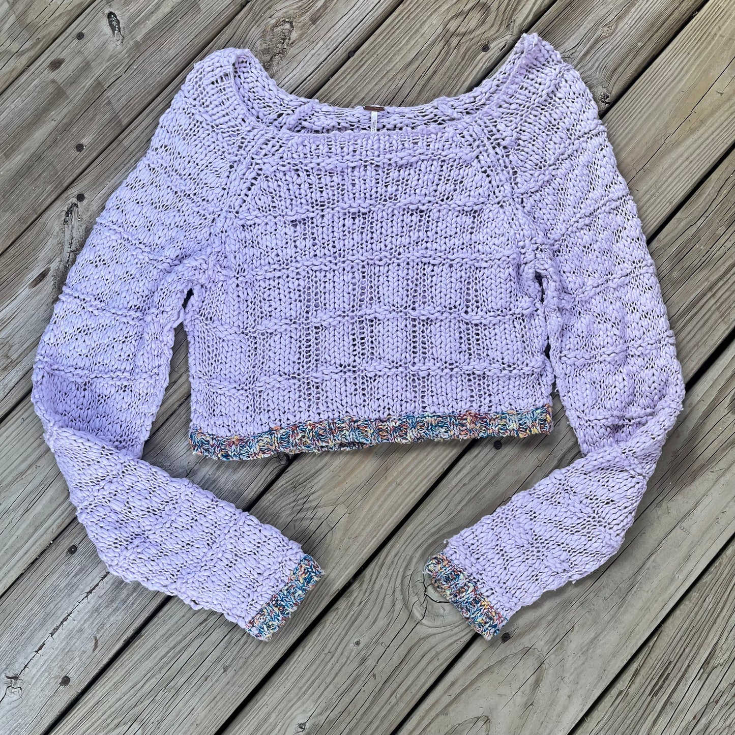 Free People West Palm Sweater In Ethereal Combo Lilac Size S