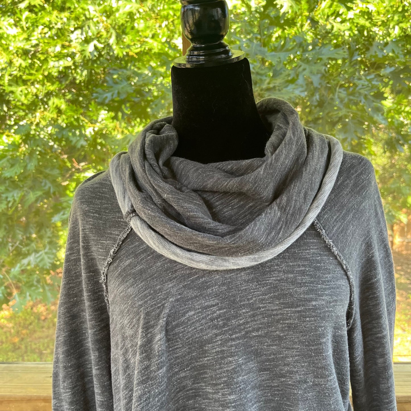 Free People Beach Cocoon Cowl Neck Pullover Top Grey Two Body Size M/L