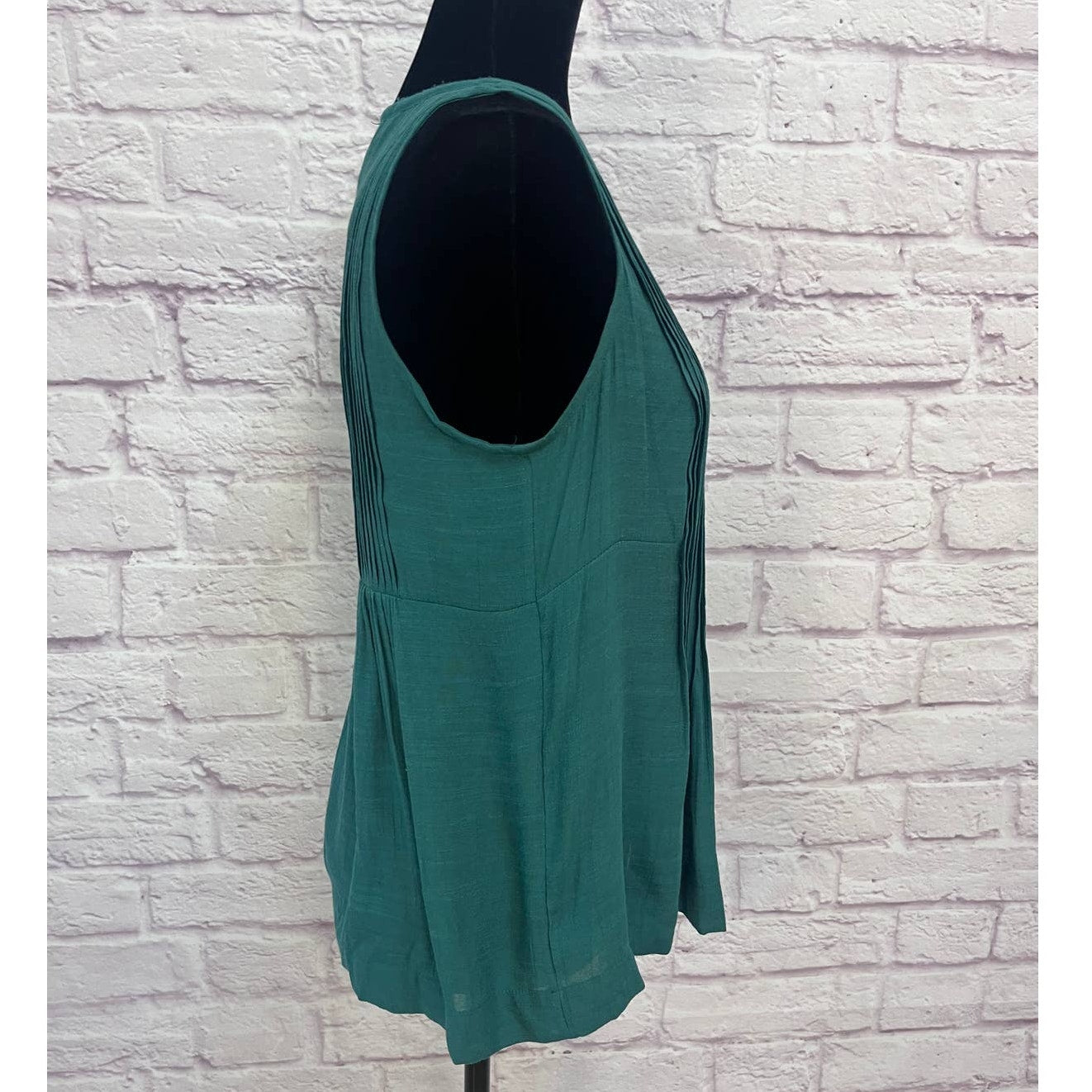 Anthropologie Maeve Saona Dark Green Swing Pleated Top Size XS