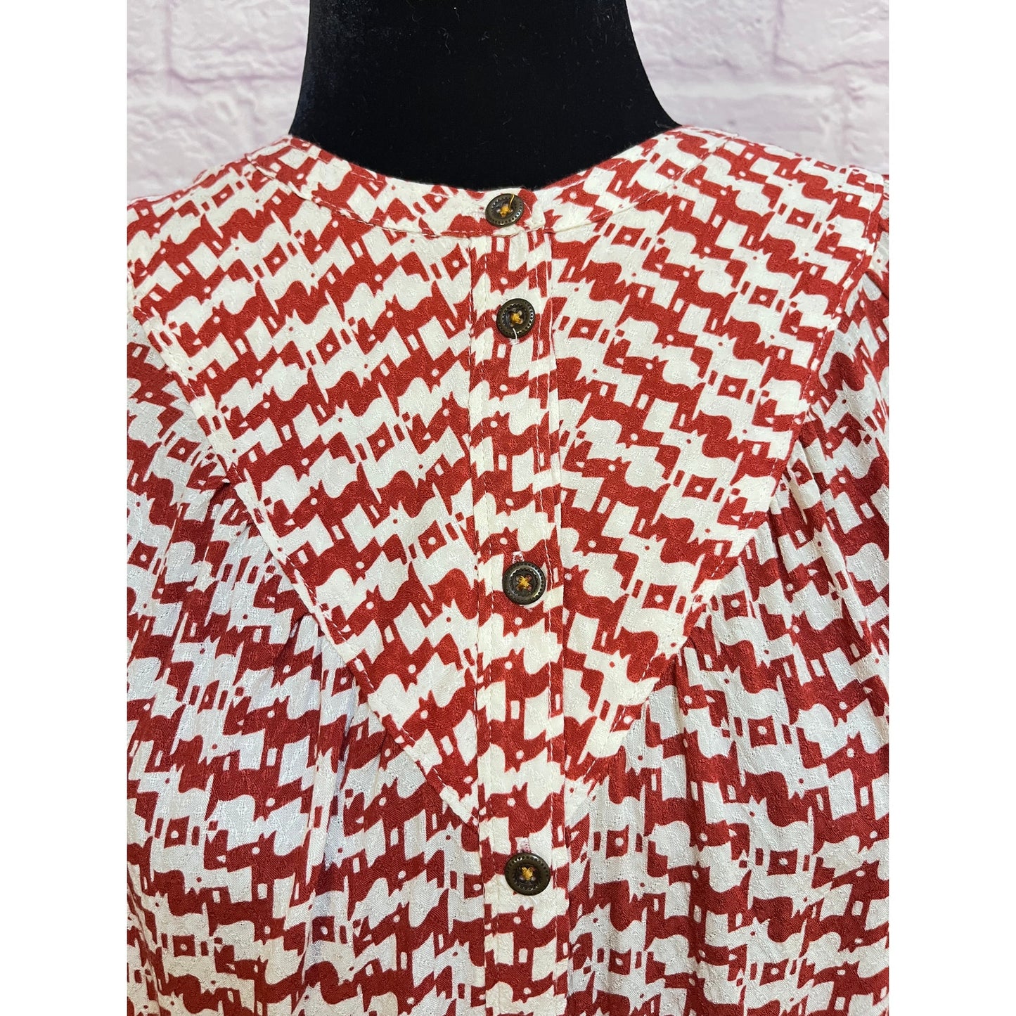 Anthropologie Maeve Avignon Scotty Dog Print Blouse Size M