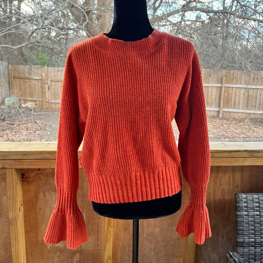 Anthropologie THML Orange Flare Sleeve Sweater Size XS