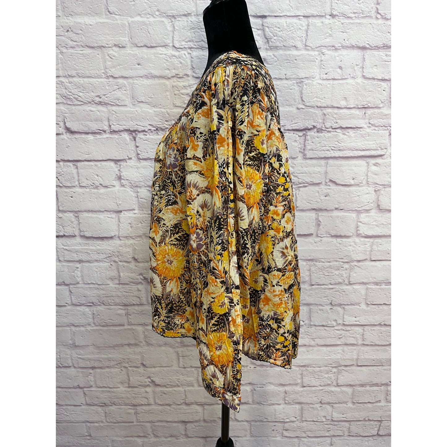 Free People We The Free Cool Meadow Blouse Size XS Yellow Floral