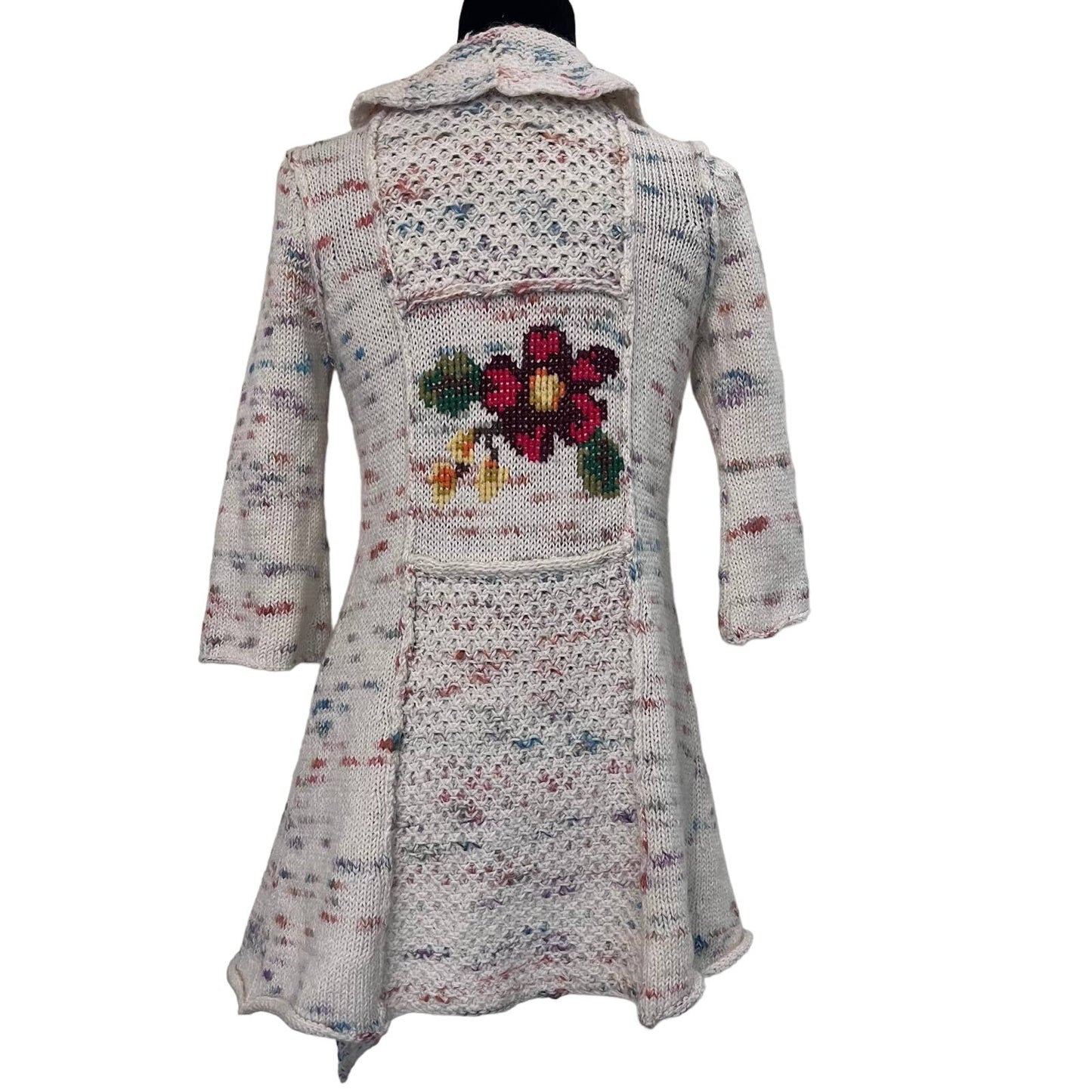 Anthropologie Sleeping On Snow Embroidered Ruffle Front Cardigan Size S