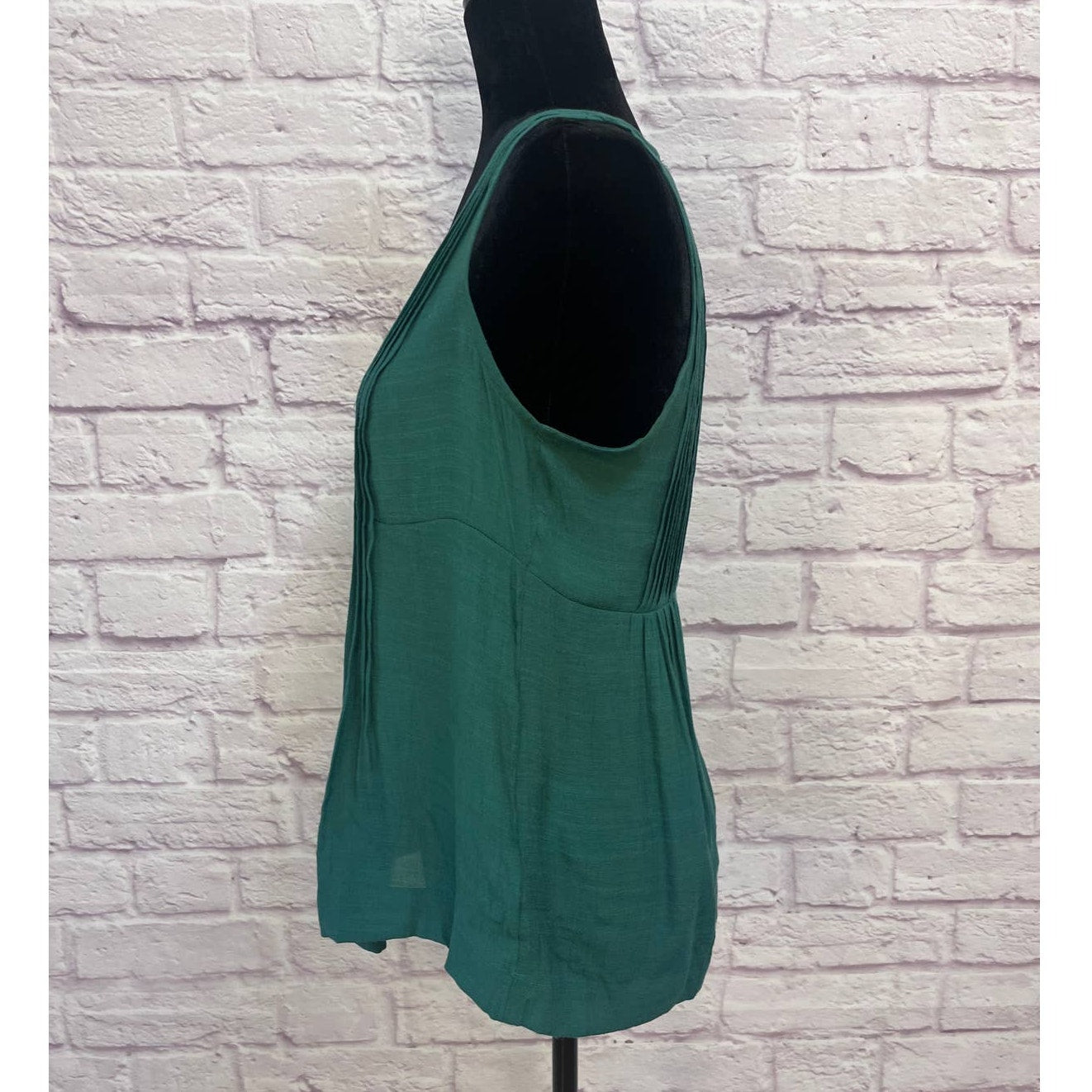 Anthropologie Maeve Saona Dark Green Swing Pleated Top Size XS