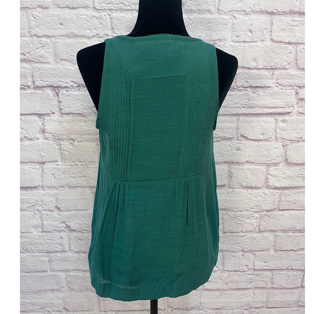 Anthropologie Maeve Saona Dark Green Swing Pleated Top Size XS