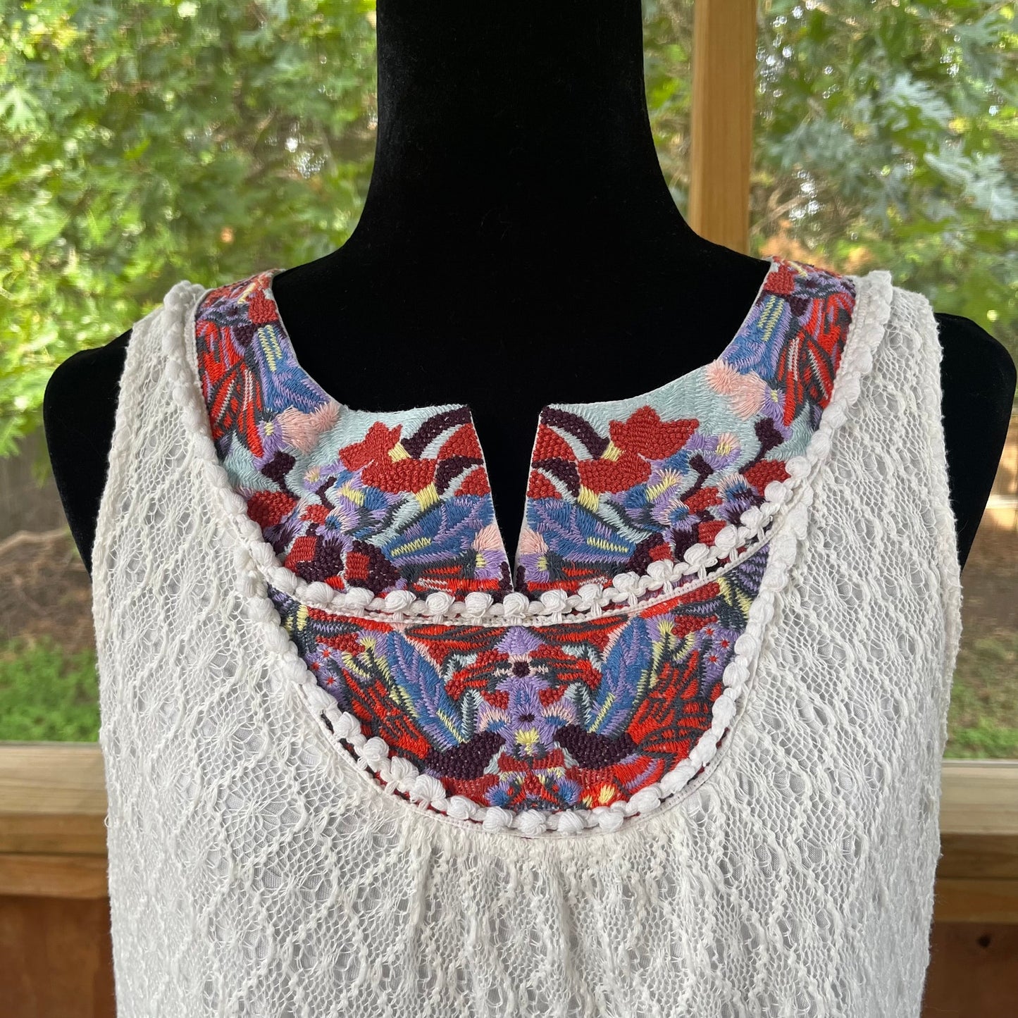 Anthropologie Akemi And Kin Ara White Boho Embroidered Top Size L