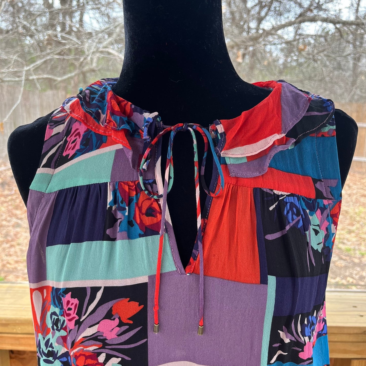 Anthropologie Maeve Colorful Sleeveless Floral Top Size S