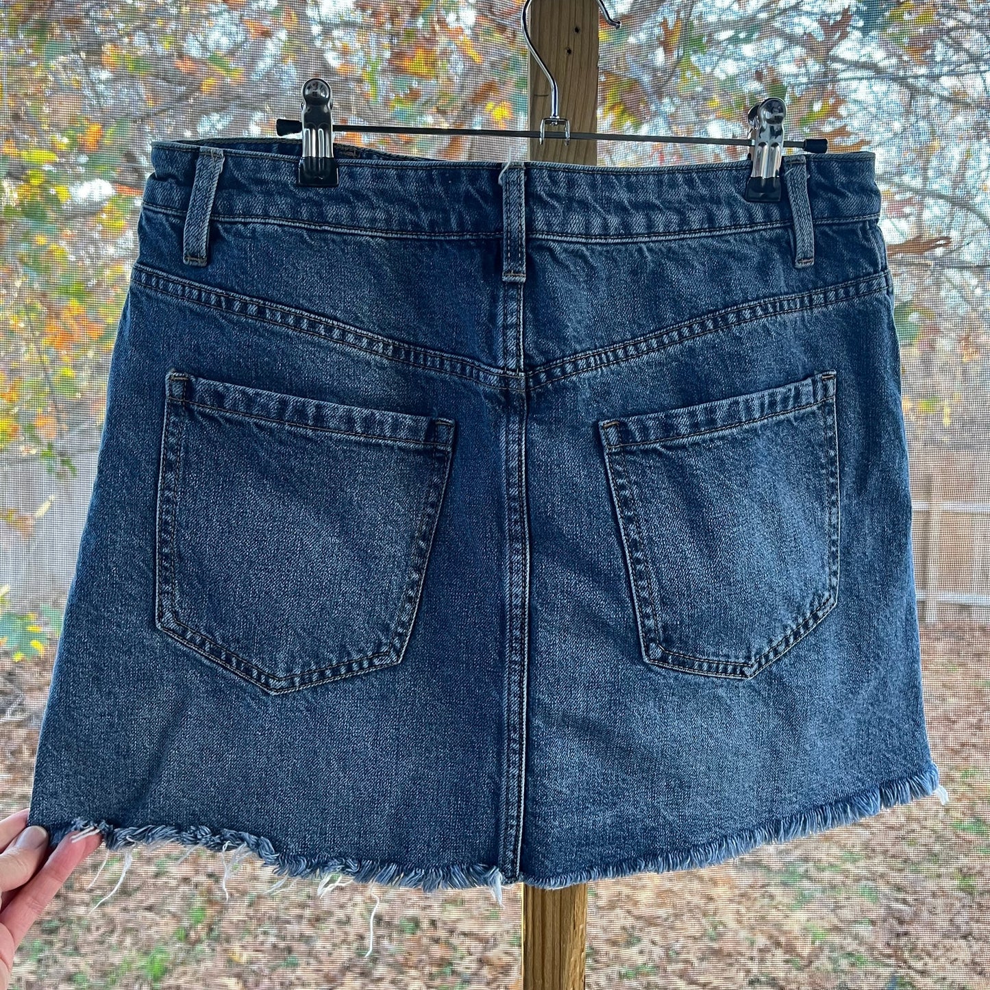 Free People We The Free Zip It Up Blue Denim Mini Jean Skirt Size 30