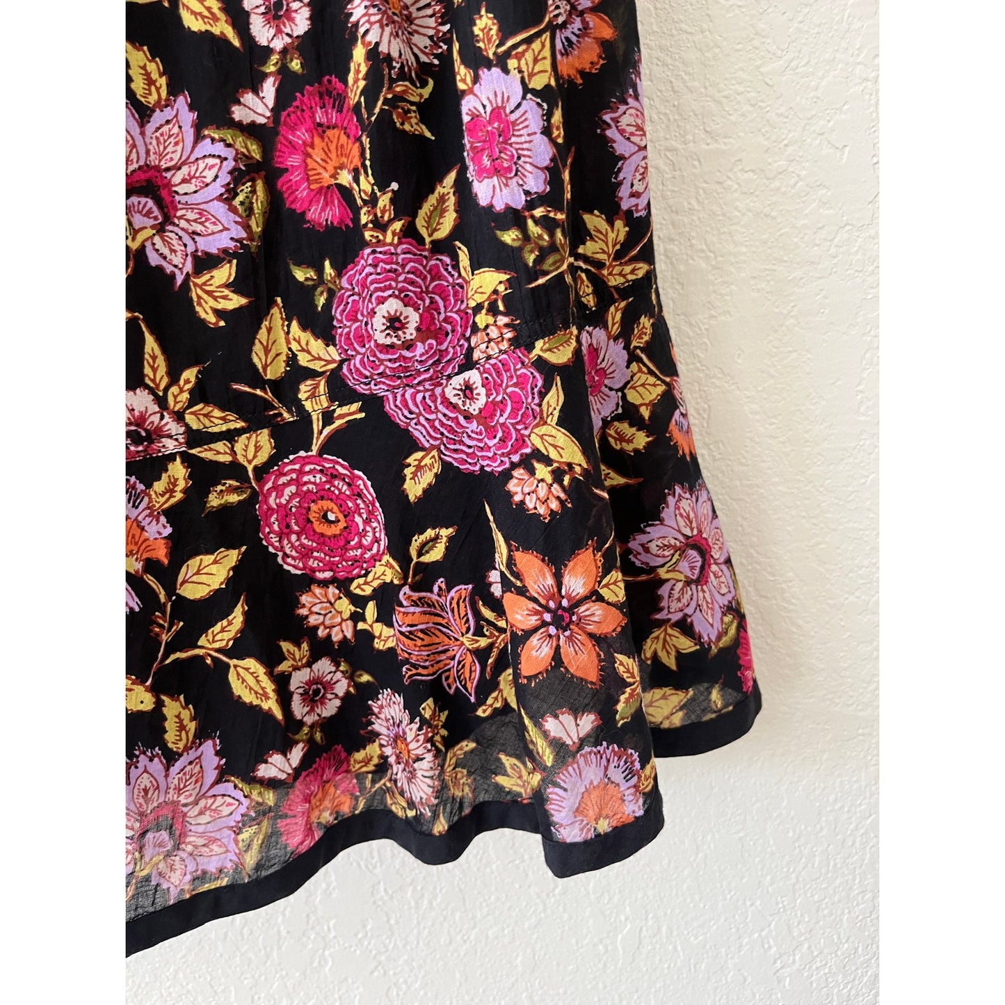 Free People Oh Baby Black And Pink Floral Mini Dress Size XS