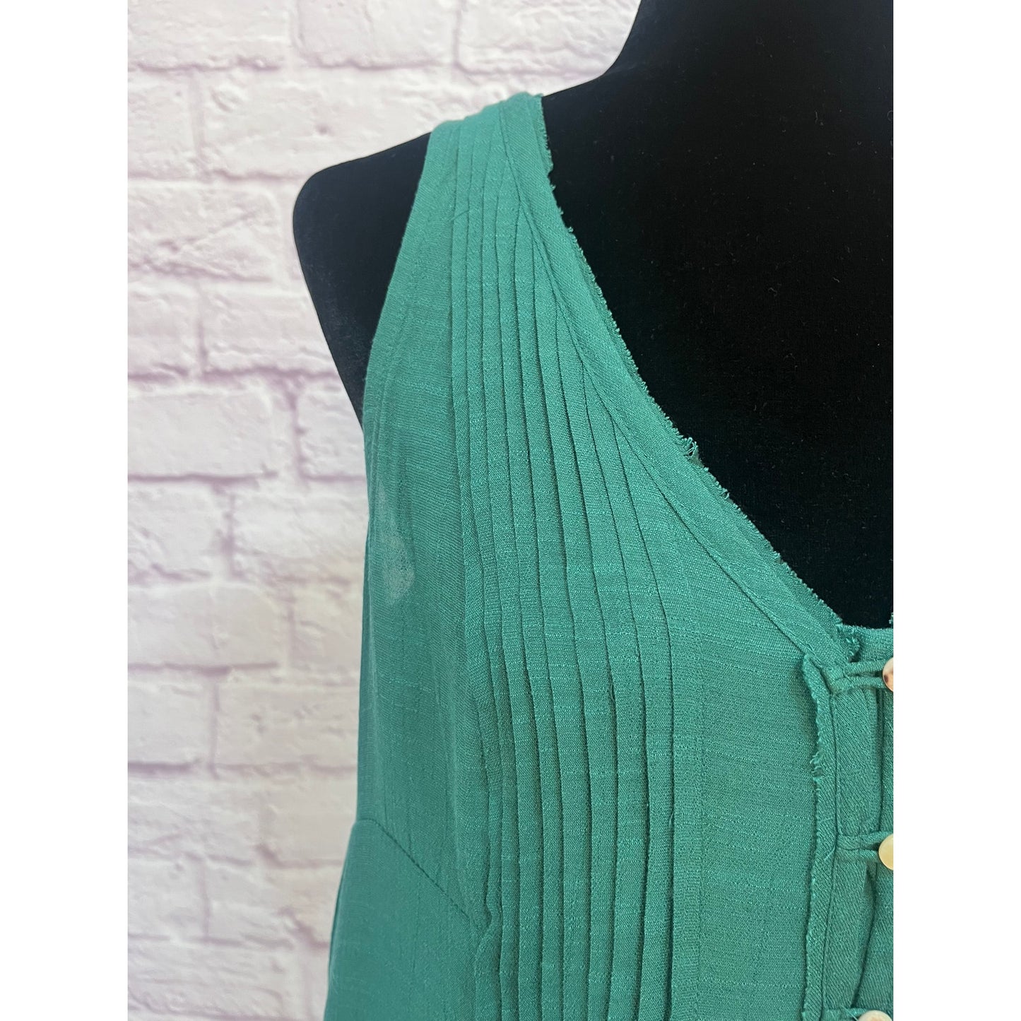 Anthropologie Maeve Saona Dark Green Swing Pleated Top Size XS