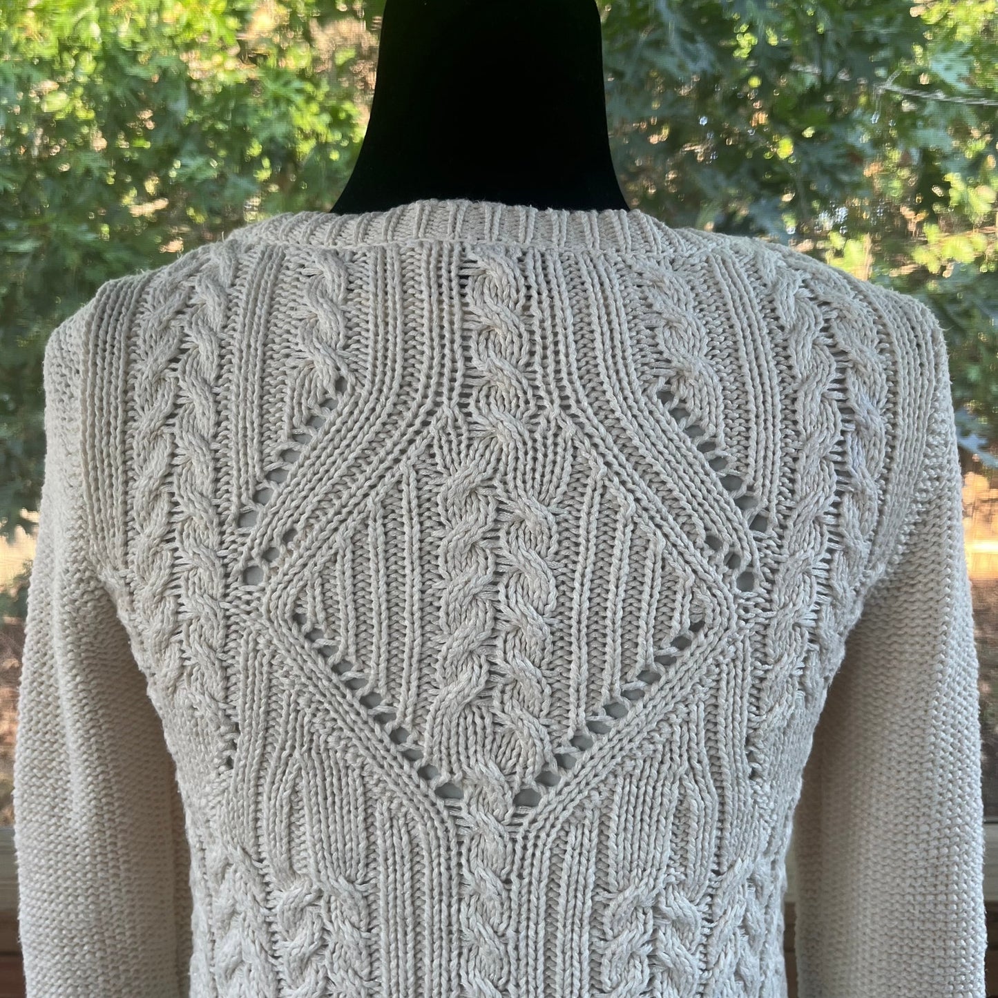 Anthropologie Moth Ella Cable Knit Sweater White Layered Size XS