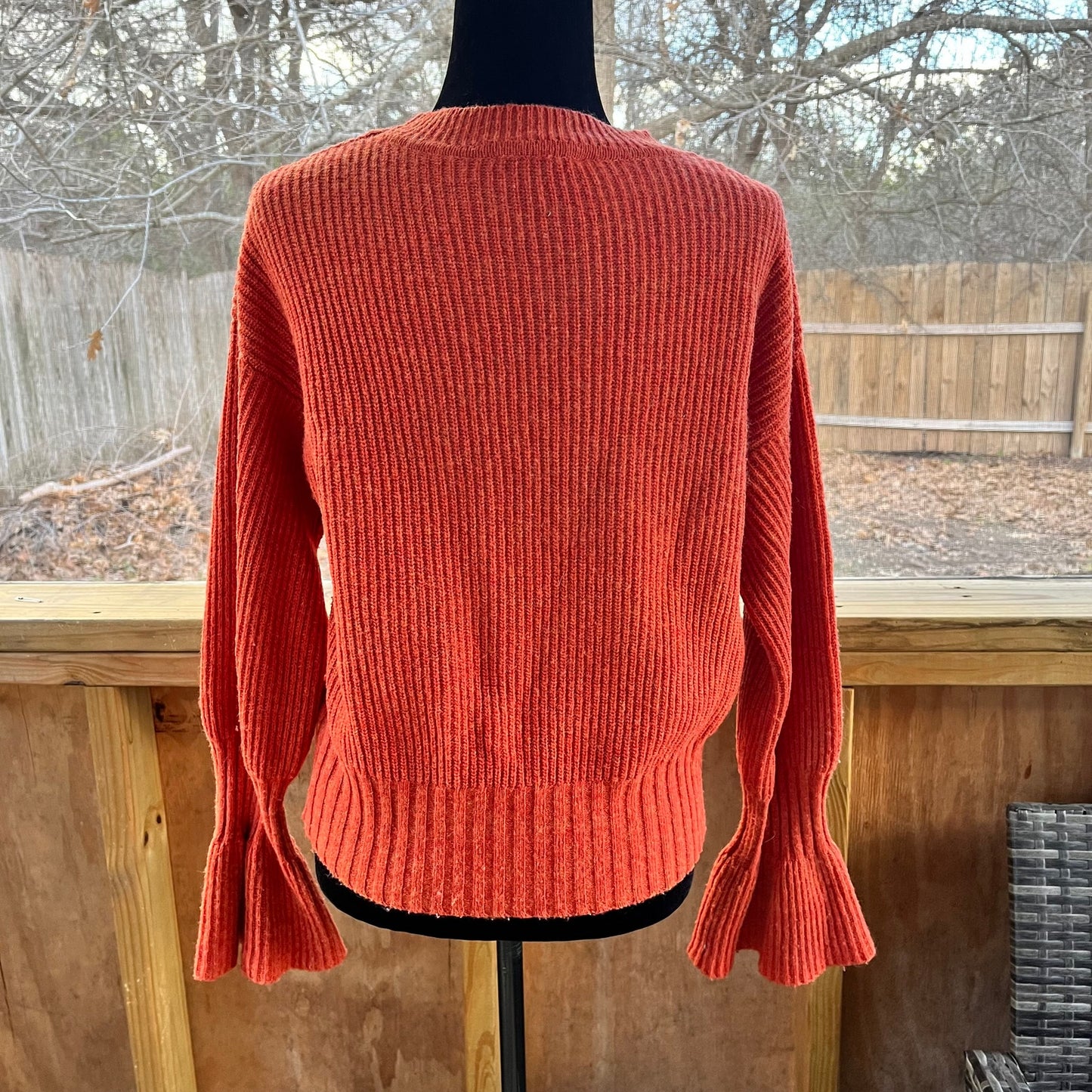 Anthropologie THML Orange Flare Sleeve Sweater Size XS