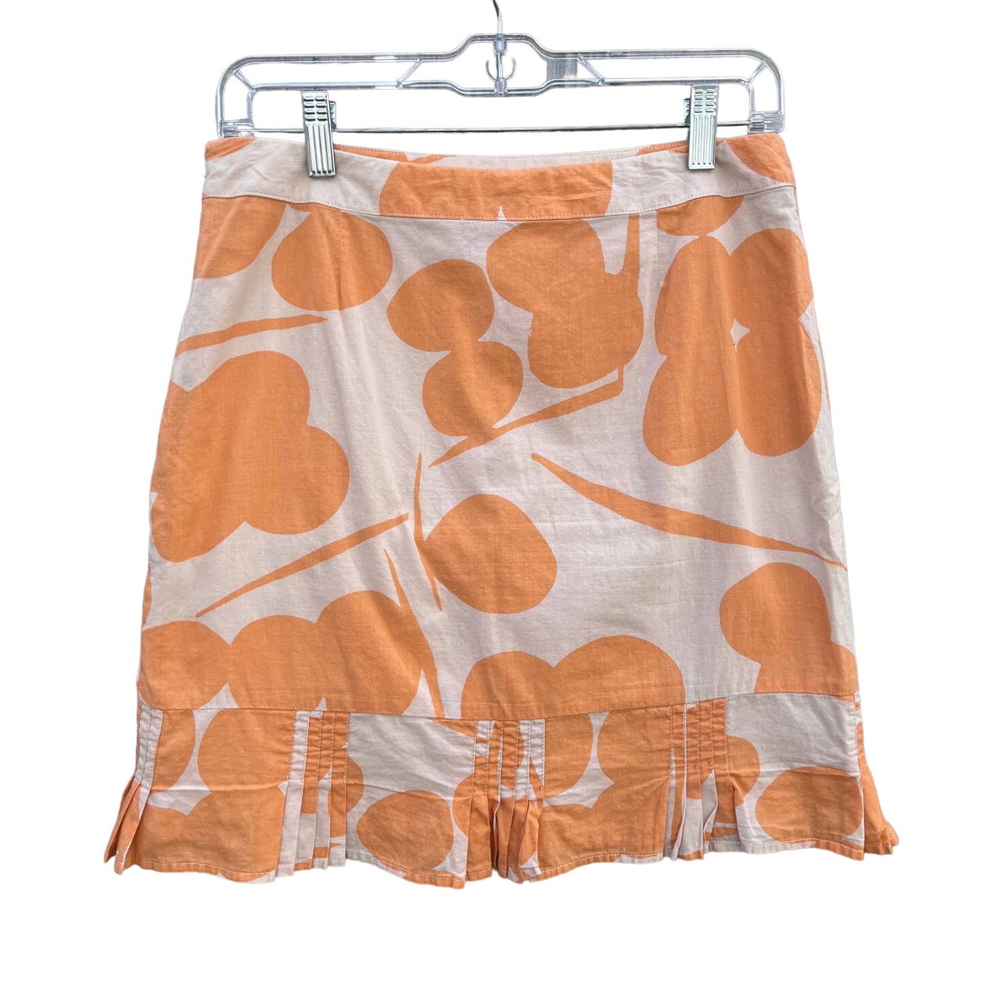 Anthropologie Elevenses Orange And White Mini Skirt Size 4P