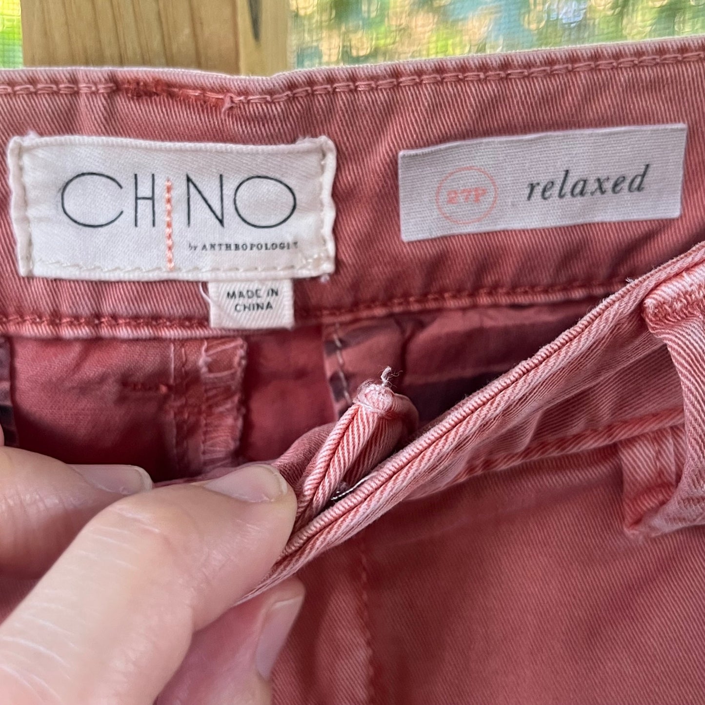 Anthropologie Relaxed Fit Striped Pink Chinos Size 27