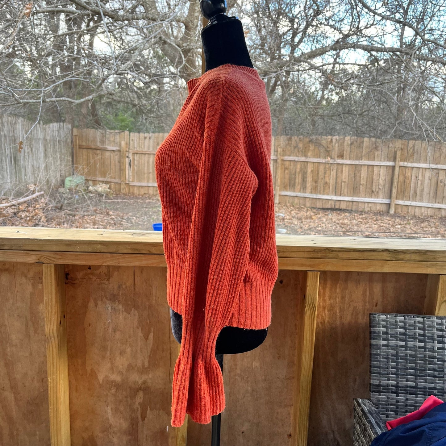 Anthropologie THML Orange Flare Sleeve Sweater Size XS